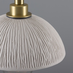Kingii Ceramic Dome Bathroom Pendant Light 20cm, Matte White Striped IP44